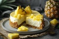 a cheesecake with pineapple slices on top Royalty Free Stock Photo