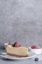 Cheesecake portion slice on plate Royalty Free Stock Photo