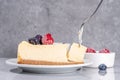 Cheesecake portion slice on plate Royalty Free Stock Photo