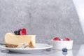 Cheesecake portion slice on plate Royalty Free Stock Photo