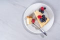 Cheesecake portion slice on plate Royalty Free Stock Photo