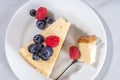 Cheesecake portion slice on plate Royalty Free Stock Photo