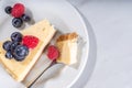 Cheesecake portion slice on plate Royalty Free Stock Photo