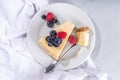 Cheesecake portion slice on plate Royalty Free Stock Photo