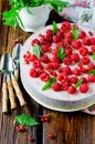 Cheesecake with raspberries