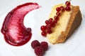 Cheesecake with raspberries and currants