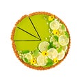 Cheesecake with slices of lime and lemon and fresh mint isolated on white Royalty Free Stock Photo