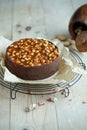 Cheesecake. Soft cottage cheese cake with nuts. Royalty Free Stock Photo