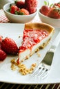 A slice of cheesecake with strawberry jelly Royalty Free Stock Photo