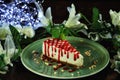 Cheesecake with strawberry sauce Royalty Free Stock Photo