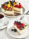 Cheesecake topped with berries and fruits Royalty Free Stock Photo