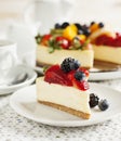 Cheesecake topped with berries and fruits Royalty Free Stock Photo