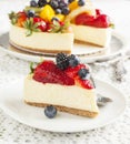 Cheesecake topped with berries and fruits Royalty Free Stock Photo