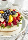 Cheesecake topped with berries and fruits Royalty Free Stock Photo