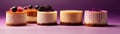 Cheesecakes On A Gradient White Purple Background. Generative AI