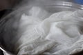 Cheesecloth in steam pot