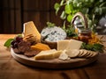 cheeses and crisp crackers in a rustic basket