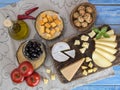 Cheese on a wooden table.