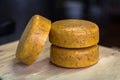 Cheeses with mold in latex in production in dairy, Royalty Free Stock Photo