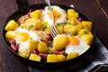 Cheesy Bacon And Egg Hash Royalty Free Stock Photo