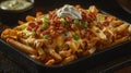 Cheesy Bacon Loaded Fries, Restaurant Dish Royalty Free Stock Photo