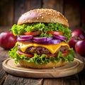 cheesy burger of front Royalty Free Stock Photo