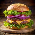 cheesy burger front of me Royalty Free Stock Photo