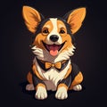 Cheesy Cartoon Corgi Logo: Playful Mascot Design For Your Brand