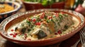 Cheesy Chiles Rellenos with Pomegranate Seeds