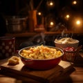 Cheesy Delight: Mac and Cheese Extravaganza in Red Dish
