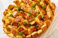 cheesy garlic bread, pull apart bread, top view Royalty Free Stock Photo
