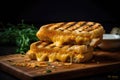 Cheesy Grilled Cheese Panini Pressed To Crispy Perfection. Generative AI