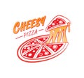 Cheesy pizza logo Royalty Free Stock Photo