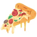 cheesy pizza sliced painting style vector illustration Royalty Free Stock Photo