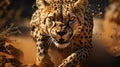 CHEETAH acinonyx jubatus. Close up profile portrait of cheetah (Acinonyx jubatus). generative ai Royalty Free Stock Photo