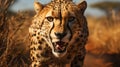 CHEETAH acinonyx jubatus. Close up profile portrait of cheetah (Acinonyx jubatus). generative ai Royalty Free Stock Photo