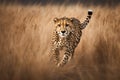 Cheetah (Acinonyx jubatus) running in tall grass Royalty Free Stock Photo