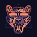 Cheetah angry colorful wearing a eyeglasses vector illustration