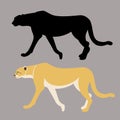 Cheetah black silhouette vector illustration flat style profile