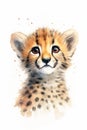 A cheetah cub with an intense and timid expression, sales of whi