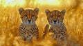Cheetah cubs staring at camera Royalty Free Stock Photo