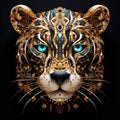 A cheetah face made of beautiful gemstones Royalty Free Stock Photo