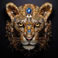 A cheetah face made of beautiful gemstones Royalty Free Stock Photo