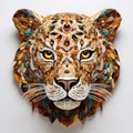 A cheetah face made of beautiful gemstones. Wildlife Animals. Illustration, Generative AI