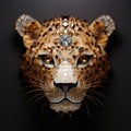 A cheetah face made of beautiful gemstones. Wildlife Animals. Illustration, Generative AI