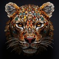 A cheetah face made of beautiful gemstones. Wildlife Animals. Illustration, Generative AI