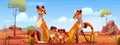 Cheetah family in Africa cartoon vector background Royalty Free Stock Photo