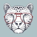 Cheetah Hand drawn wearing a red glasses