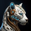 A cheetah head that is a futuristic machine of the future world. Wildlife Animals. Illustration, Generative AI