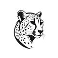 Cheetah Head Icon, Minimal Panther Portrait, Cheetah Pictogram, Generative AI Illustration Royalty Free Stock Photo